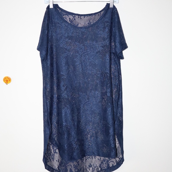 Navy Lace Tunic Dress - Picture 1 of 4
